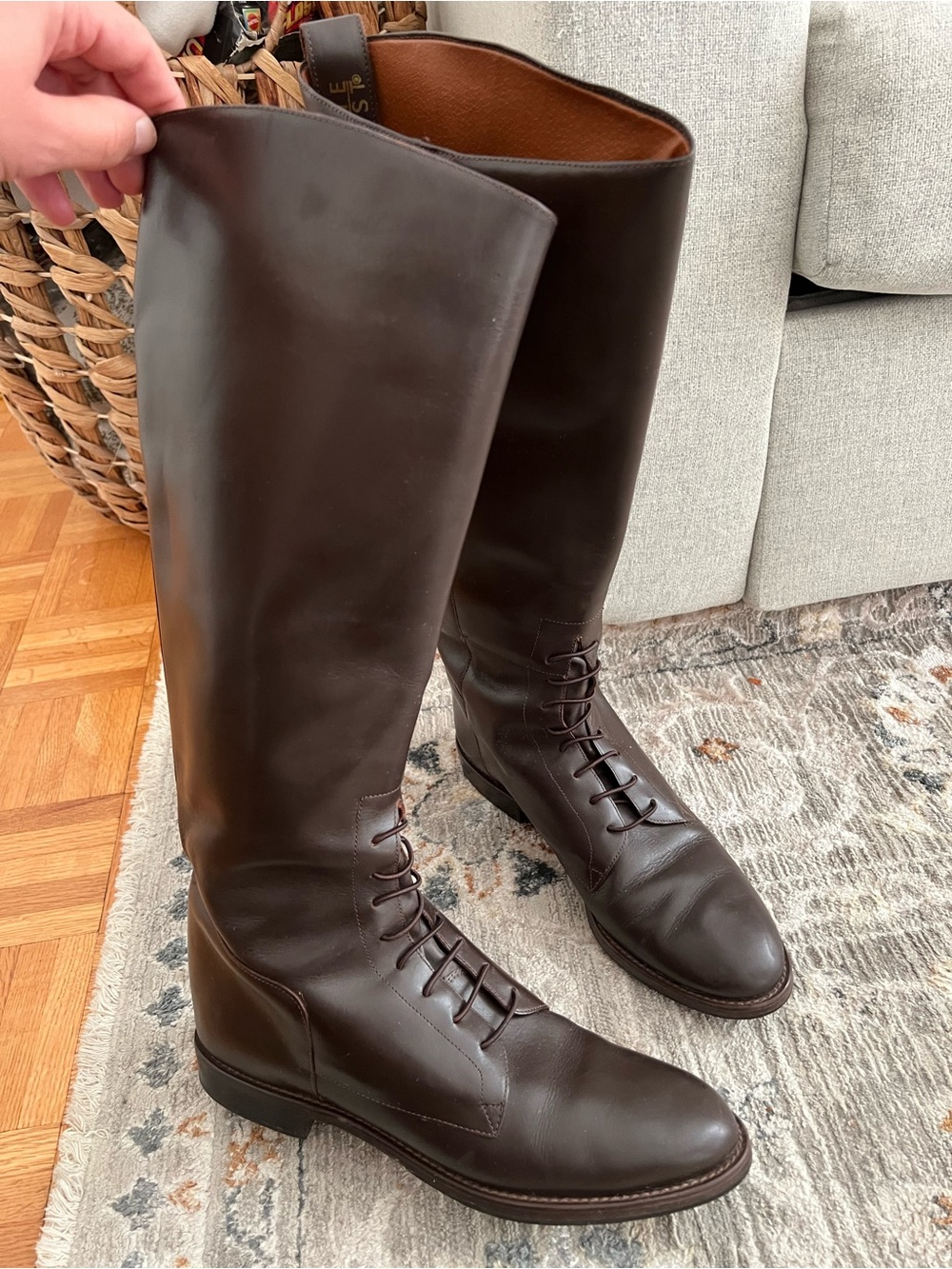 Women’s Tall Brown Leather Lace-Up Riding Boots